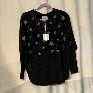 LIV MILANO black sweater with sparkly detail, size L